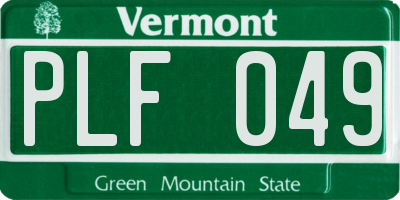 VT license plate PLF049