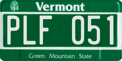 VT license plate PLF051