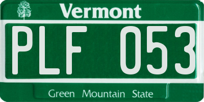 VT license plate PLF053