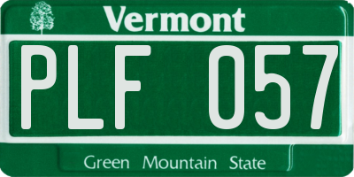 VT license plate PLF057