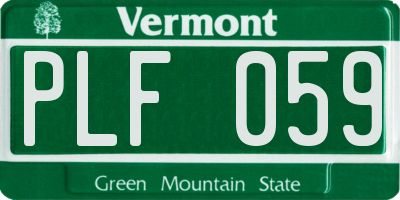VT license plate PLF059