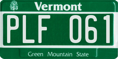 VT license plate PLF061