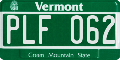 VT license plate PLF062