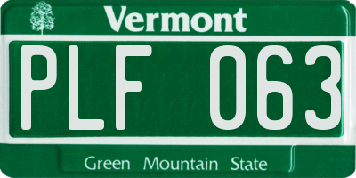 VT license plate PLF063