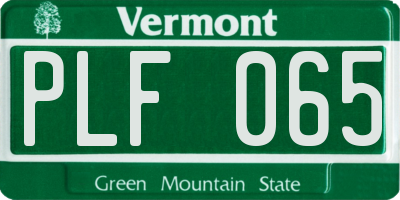 VT license plate PLF065