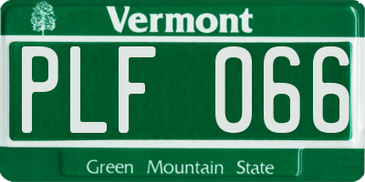 VT license plate PLF066