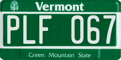 VT license plate PLF067