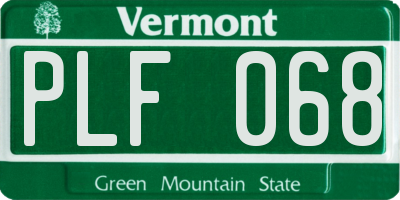 VT license plate PLF068