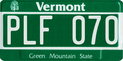VT license plate PLF070