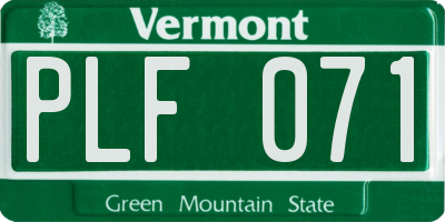 VT license plate PLF071