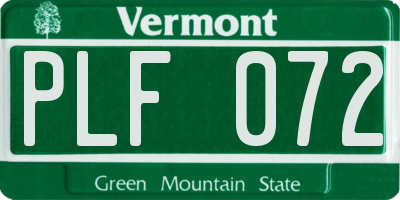 VT license plate PLF072