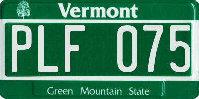 VT license plate PLF075