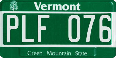 VT license plate PLF076