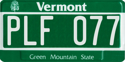 VT license plate PLF077