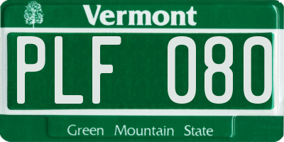 VT license plate PLF080