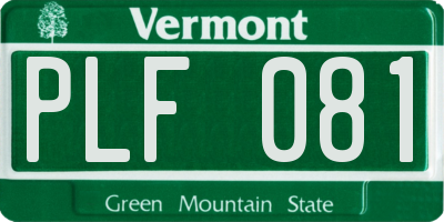 VT license plate PLF081