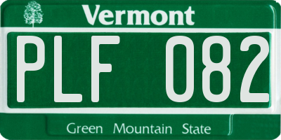 VT license plate PLF082