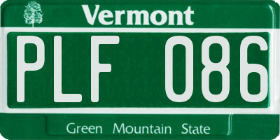 VT license plate PLF086