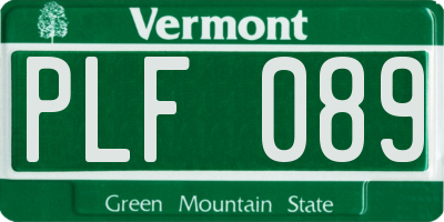 VT license plate PLF089