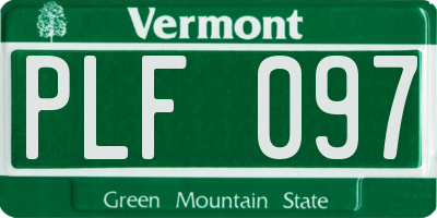 VT license plate PLF097
