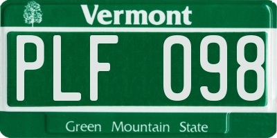VT license plate PLF098