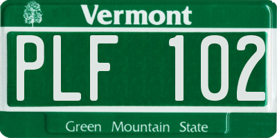 VT license plate PLF102