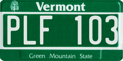 VT license plate PLF103