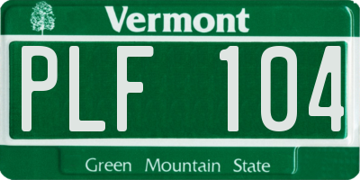 VT license plate PLF104