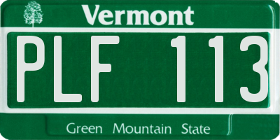 VT license plate PLF113