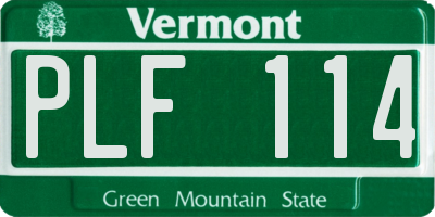 VT license plate PLF114