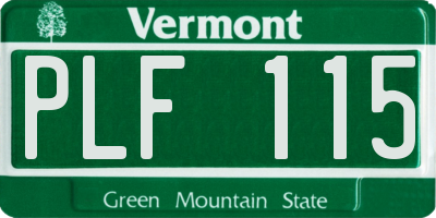 VT license plate PLF115