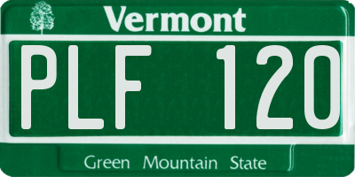 VT license plate PLF120
