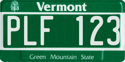 VT license plate PLF123