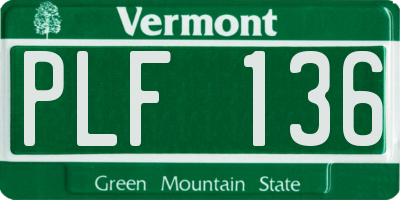 VT license plate PLF136