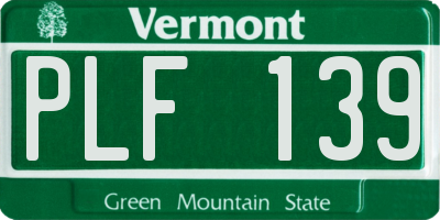 VT license plate PLF139