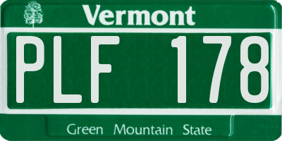 VT license plate PLF178
