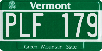 VT license plate PLF179