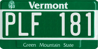 VT license plate PLF181