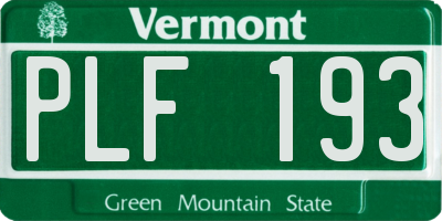VT license plate PLF193