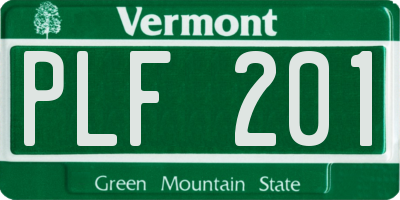 VT license plate PLF201