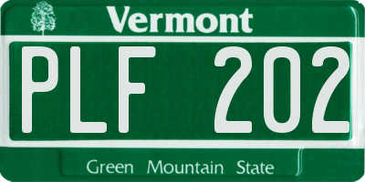 VT license plate PLF202