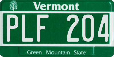 VT license plate PLF204