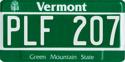 VT license plate PLF207