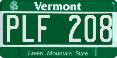 VT license plate PLF208