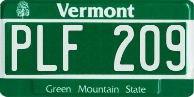VT license plate PLF209
