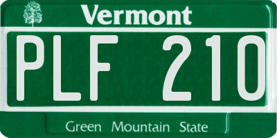 VT license plate PLF210