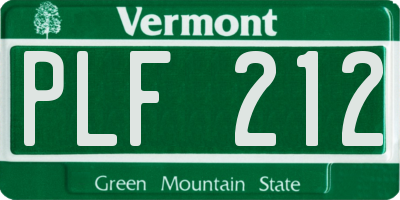 VT license plate PLF212