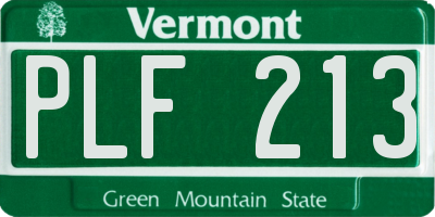 VT license plate PLF213