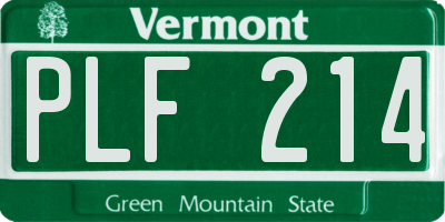 VT license plate PLF214