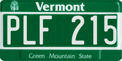 VT license plate PLF215